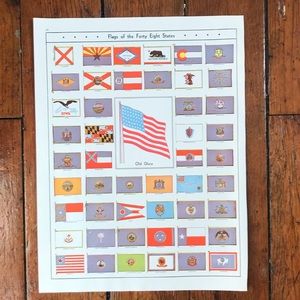 Vintage 1941 - Flags of 48 US States/Geological Map